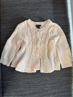 GAP Cream Cable Button-Front Cardigan